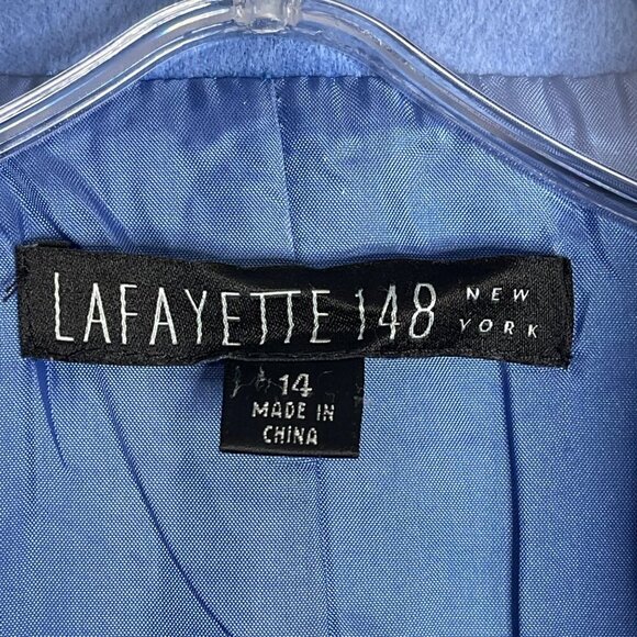Lafayette 148 Loro Piana Wool Angora Blazer Jacket Women's 14 Blue 3 Button - Picture 4 of 14